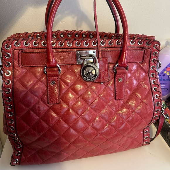 Michael Kors Red Quilted Satchel - Picture 1 of 9